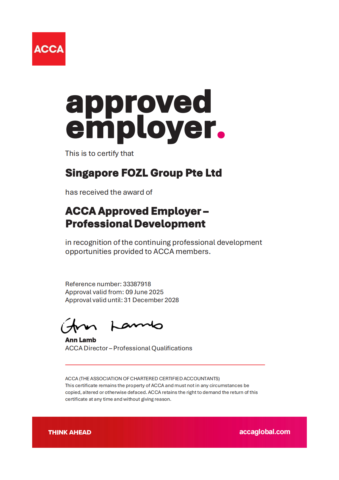 ACCA 认可雇主 – 专业发展