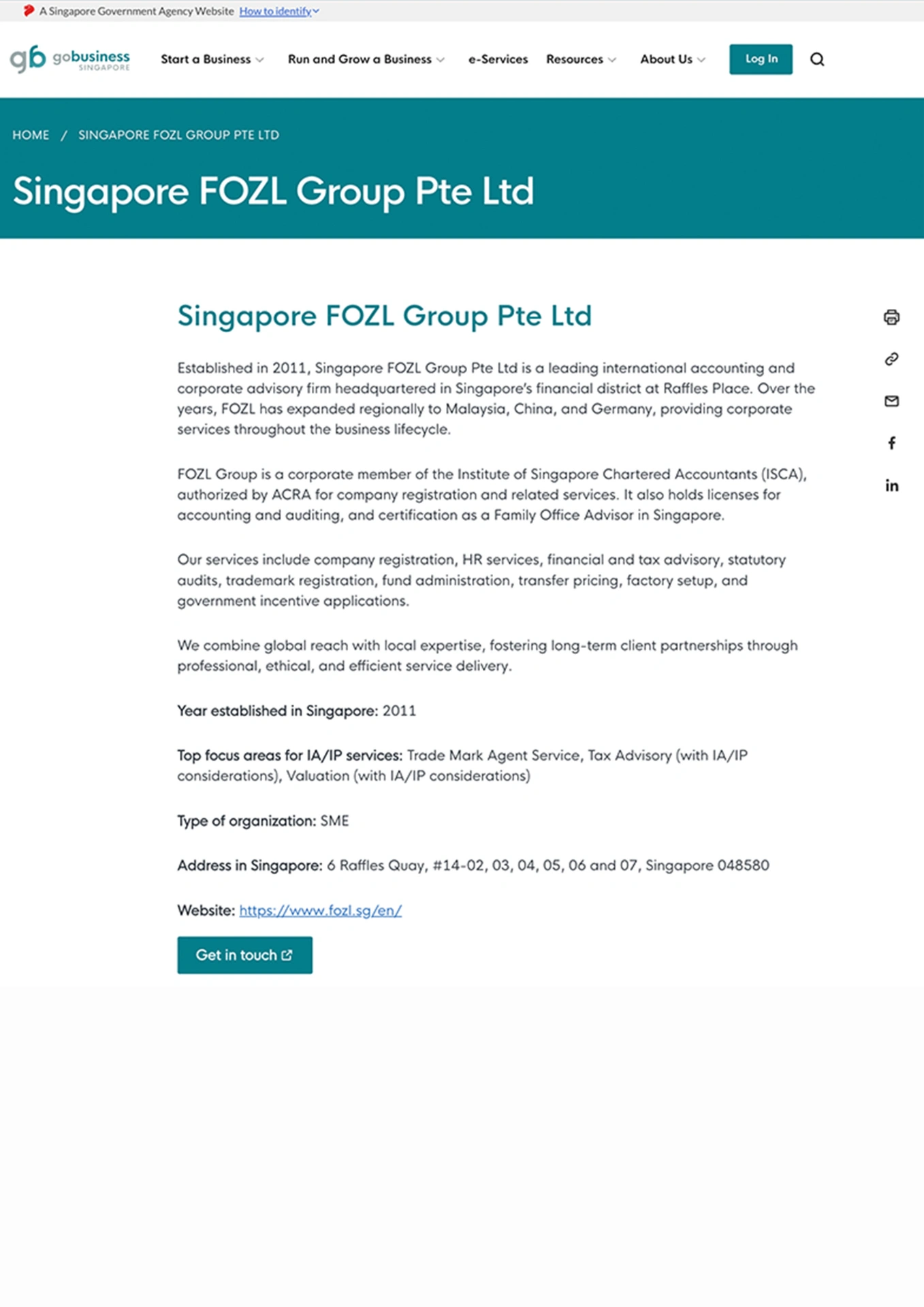 新加坡政府电子服务平台GoBusiness推荐服务商